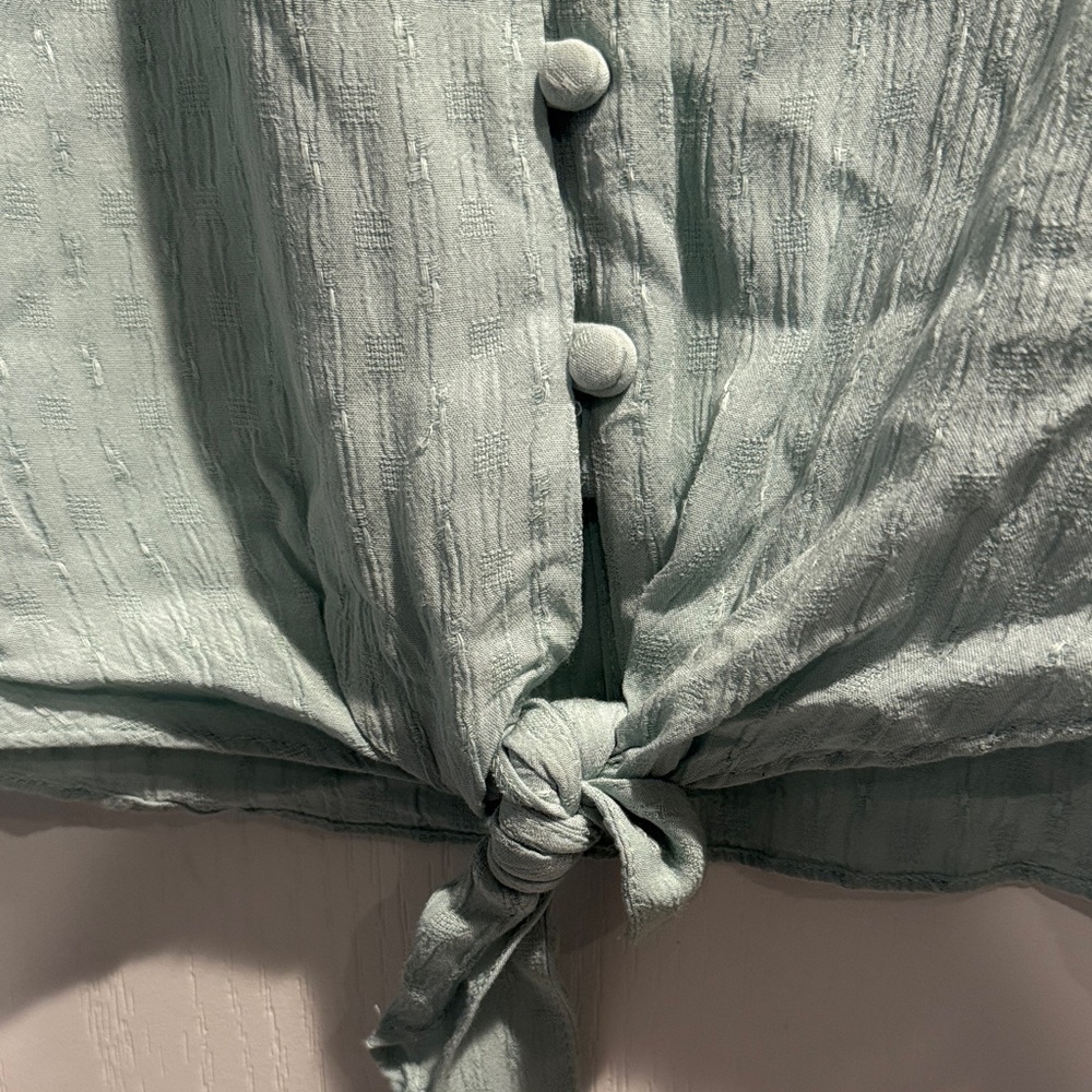 1. State Light Green Button-Down Blouse - Picture 6 of 9
